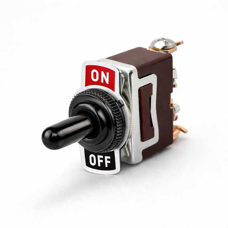 MGI SpeedWare 2-Pin SPST Momentary Metal Toggle Switch (ON)/Off | 20 Amp at 12VDC 125VAC | with Waterproof Boots (5-Pack) - Image 2